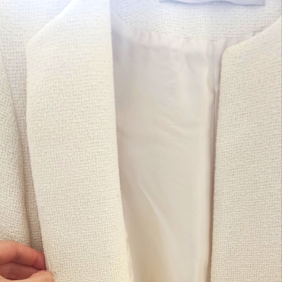 ZARA Women's Cream Off White Ivory Tweed Coat M - Picture 4 of 7